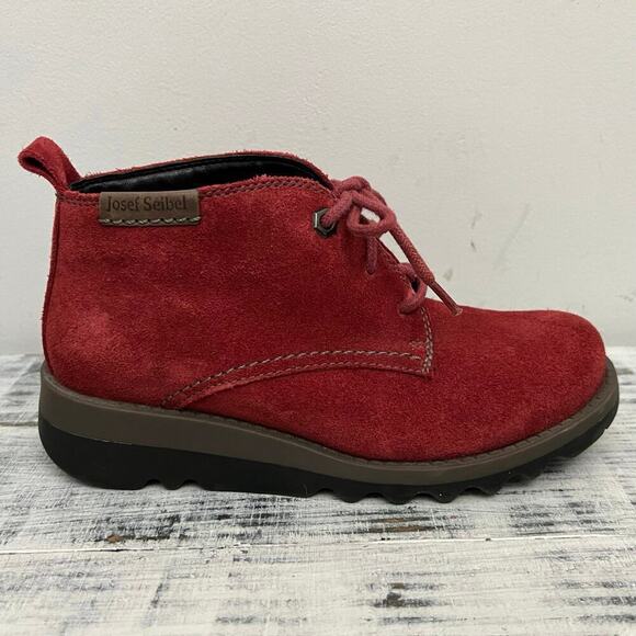 Josef Seibel Women's Lina 07 Lace Up Ankle Boot Red Sz 36 Medium EU (5-5.5 US) - Picture 1 of 13